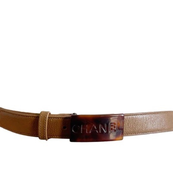 CHANEL Accessories - Chanel Brown Tortoise Shell Logo Belt